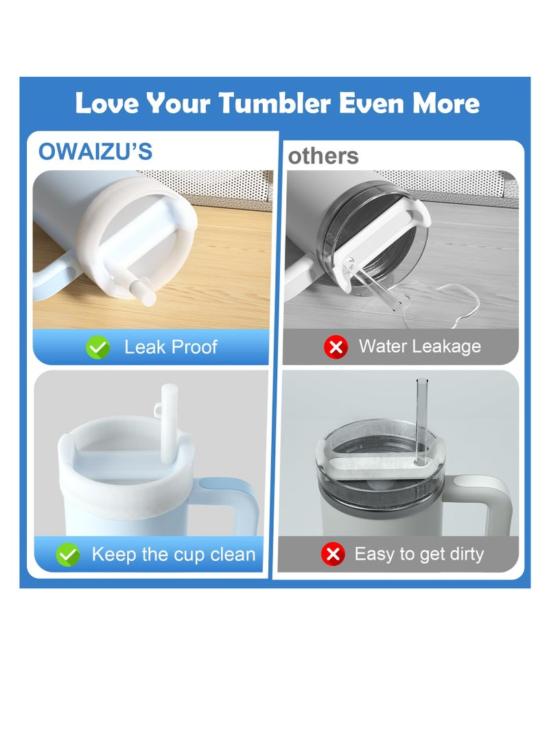 Excefore Lid Topper and Straw Cover Cap for Stanley 40 oz, 3 PCS Accessories for Stanley Cup with Handle Quencher H2.0, Include Leak Stopper, Spill Stopper, Dust Proof Cup Accessories Set, White - Image 3