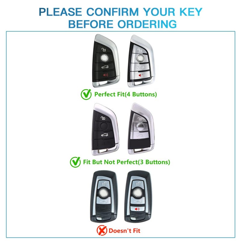 Generic 1797 for BMW Key Fob Cover X5 X3 X4 X6 X1 X2 2 3 4 5 7 Series M3 M4 M5 M8 Z4 Accessories Bling Car Key Chain Case Shell Girly Cute 4 Button White Silver TPU, for BMW Type B - Image 2