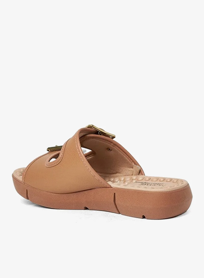 Modare Tan Flat Sandals for Women – Stylish Ladies Flat Sandals & Comfortable Flat Slippers for Women | Best Price UAE
