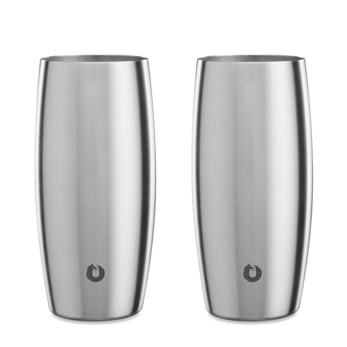 SNOWFOX Vacuum Insulated Double Wall Stainless Steel Beer Glass, Set of 2, Home Bar Accessories, Elegant Bartending, Lightweight Pint Glasses, Sleek Drinkware, Frosty Beverages Stay Cold, 18 oz - Image 1