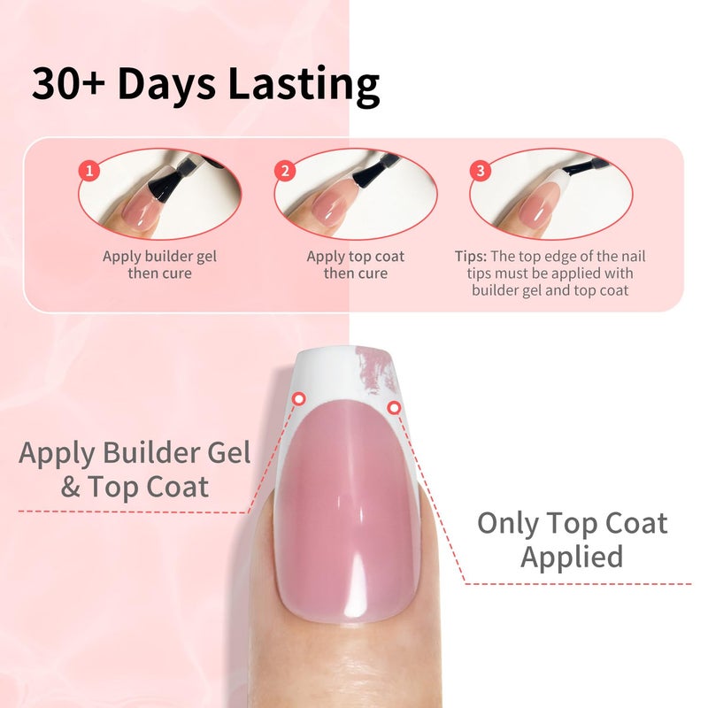 JODSONE Builder Gel for Nails,4Pcs 10ML Builder Gel Set, Nail Apex and Extension Strengthener Hard Need to Cured by Nail Lamp,Clear White Pink Brown - Image 3
