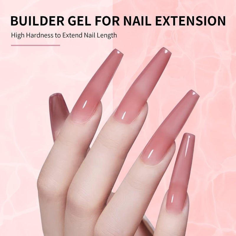 JODSONE Builder Gel for Nails,4Pcs 10ML Builder Gel Set, Nail Apex and Extension Strengthener Hard Need to Cured by Nail Lamp,Clear White Pink Brown - Image 2