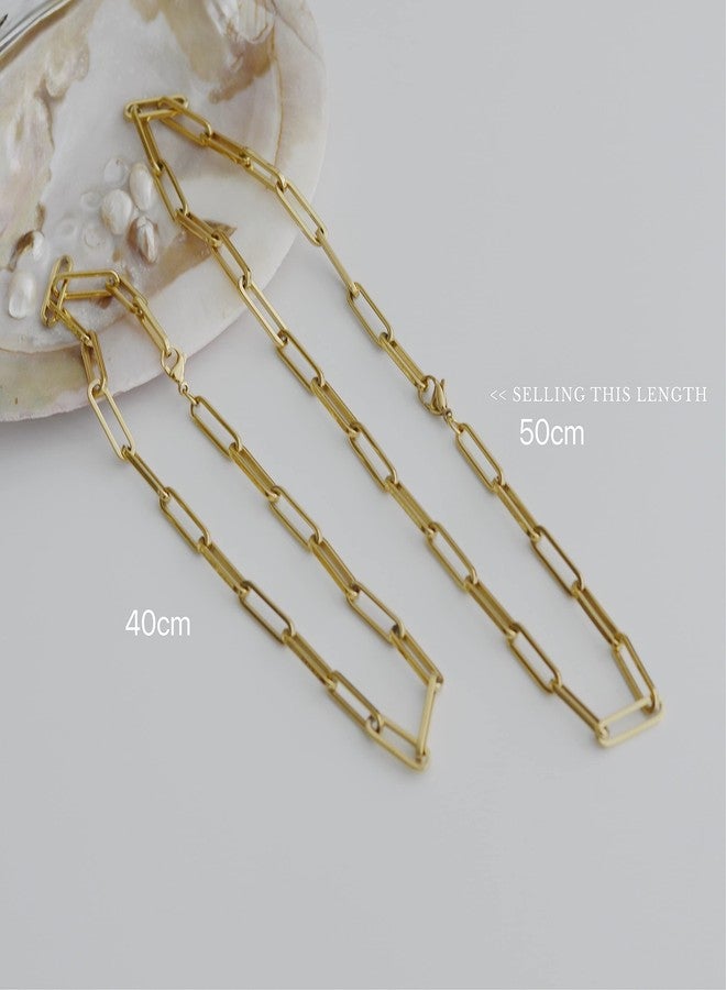 Shapes Studio 18K Gold Plated Titanium Thick Paperclip Chain Necklace, Minimalist Style, Bold Chunky Paper Clip Chain Necklace, Short Necklace, Never Tarnish (50cm/19.7") - Image 5