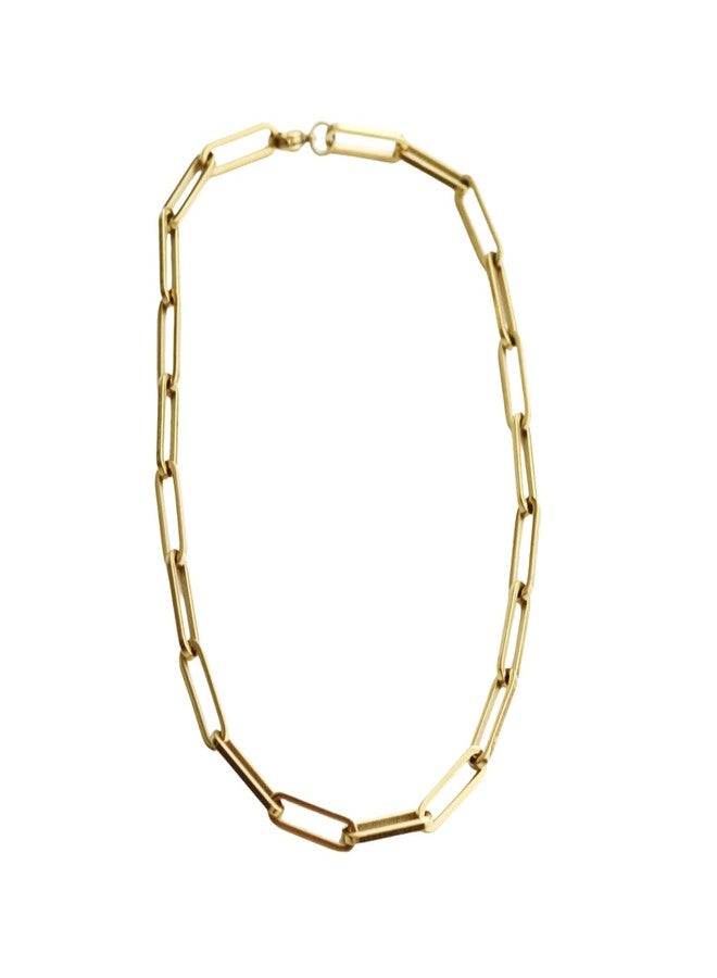 Shapes Studio 18K Gold Plated Titanium Thick Paperclip Chain Necklace, Minimalist Style, Bold Chunky Paper Clip Chain Necklace, Short Necklace, Never Tarnish (50cm/19.7") - Image 1