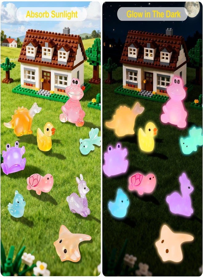 QUMMFA 100 Pcs Luminous Mini Resin Animals, Glow in The Dark Trinkets for Fairy Garden Accessories, Miniature Figurines to Hide, Miniature Animals for Students/Kids Prizes, Come with a Storage Box - Image 3
