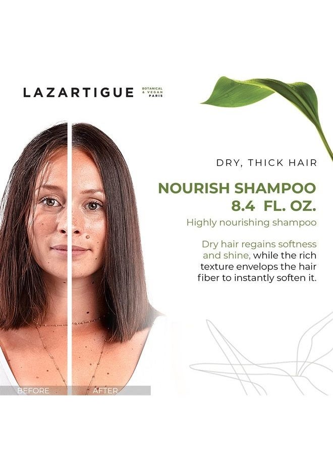 Lazartigue Nourish Shampoo, Enriched with Shea Butter, Intensely Nourishes & Softens Hair Fiber, Easier to Detangle, Lastingly Disciplined, Shiny, Vegan, 8.4 Oz  - Image 1