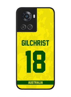 Rugged Black Edge Case for OnePlus 10R 5G / OnePlus Ace 5G, Slim fit Soft Case Flexible thin Cover - Player Name - Adam Gilchrist, Jersey Number- 18