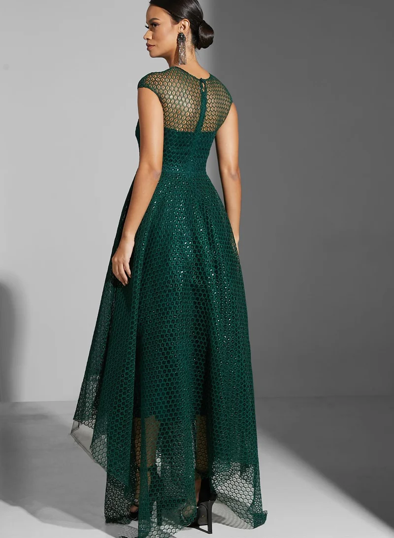 Namshi X Zena Louay Zena Louay High Neck Lace Gown