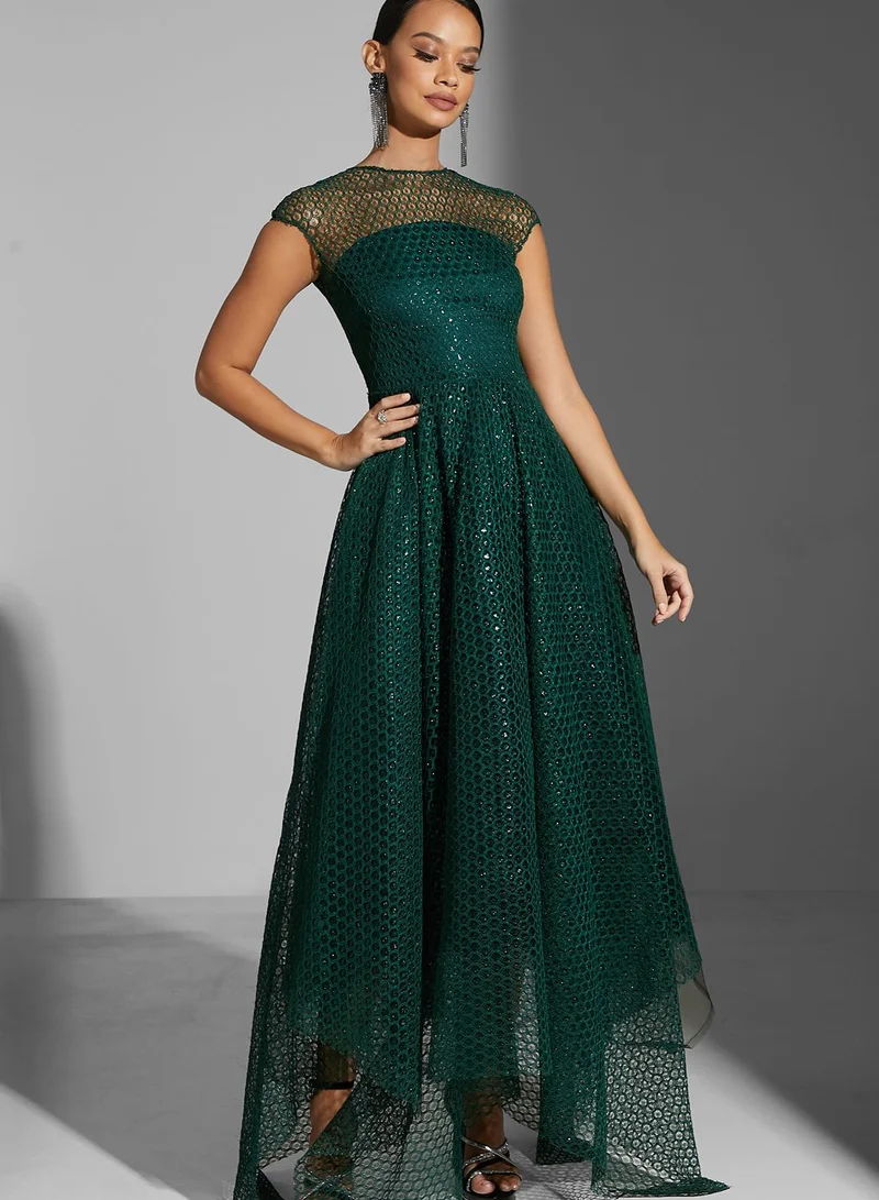 Namshi X Zena Louay Zena Louay High Neck Lace Gown