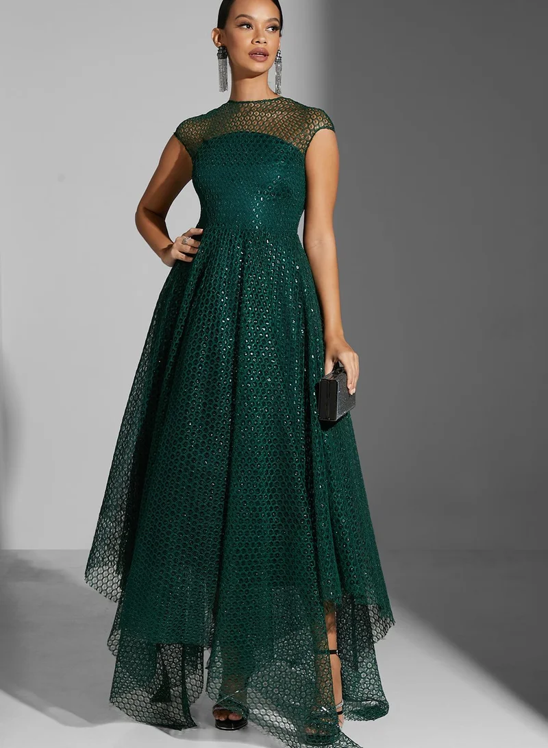 Namshi X Zena Louay Zena Louay High Neck Lace Gown