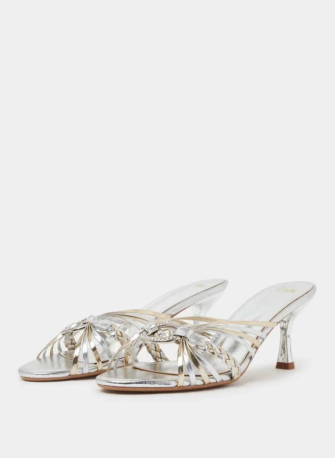 Styli Silver Embellished Stiletto Heel Sandals for Women | Best Price UAE