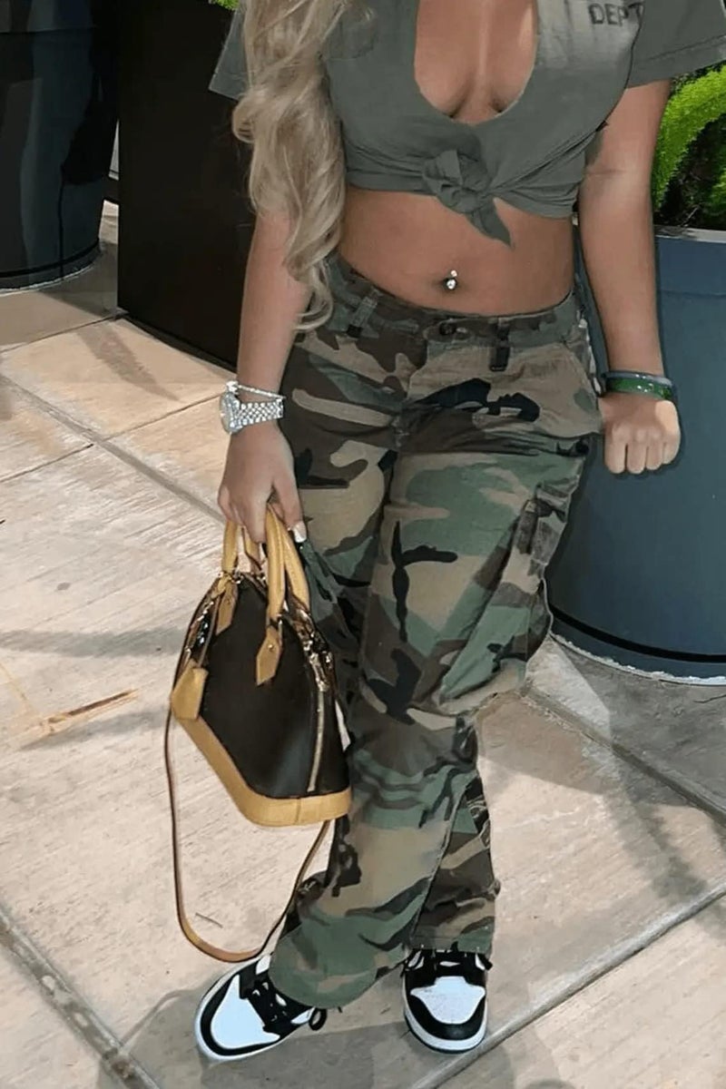 Vakkest Womens Camouflage Pants Cargo Plus Size BF Y2K Leggings Casual Lightweight Hiking High Rise Boyfriend Sweatpants - Image 4