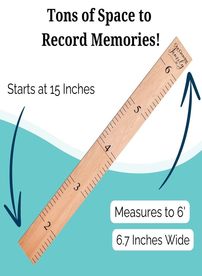 Headwaters Studio Wooden Growth Chart – Kids Height Chart, Wall Measurement for Kids, Height Chart for Wall, Growth Ruler for Children – Our Growing Family, Natural (6.7" to 6.5") - Image 4
