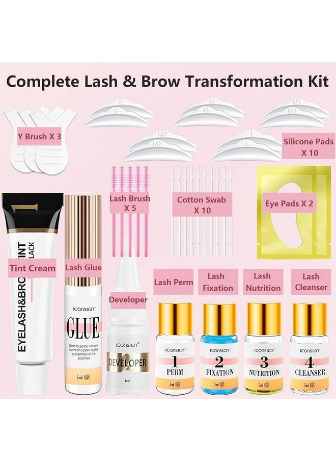 JUANPHEA - Lash Lift Kit & Brow Lamination Kit - 4 in 1 Professional Black Color Eyelash Perm & Eyebrow Lamination Kit, Easy for Beginner, Safe Effective Eyelash Eyebrow Lift Diy Kit - Salon Quality at Home - Image 1