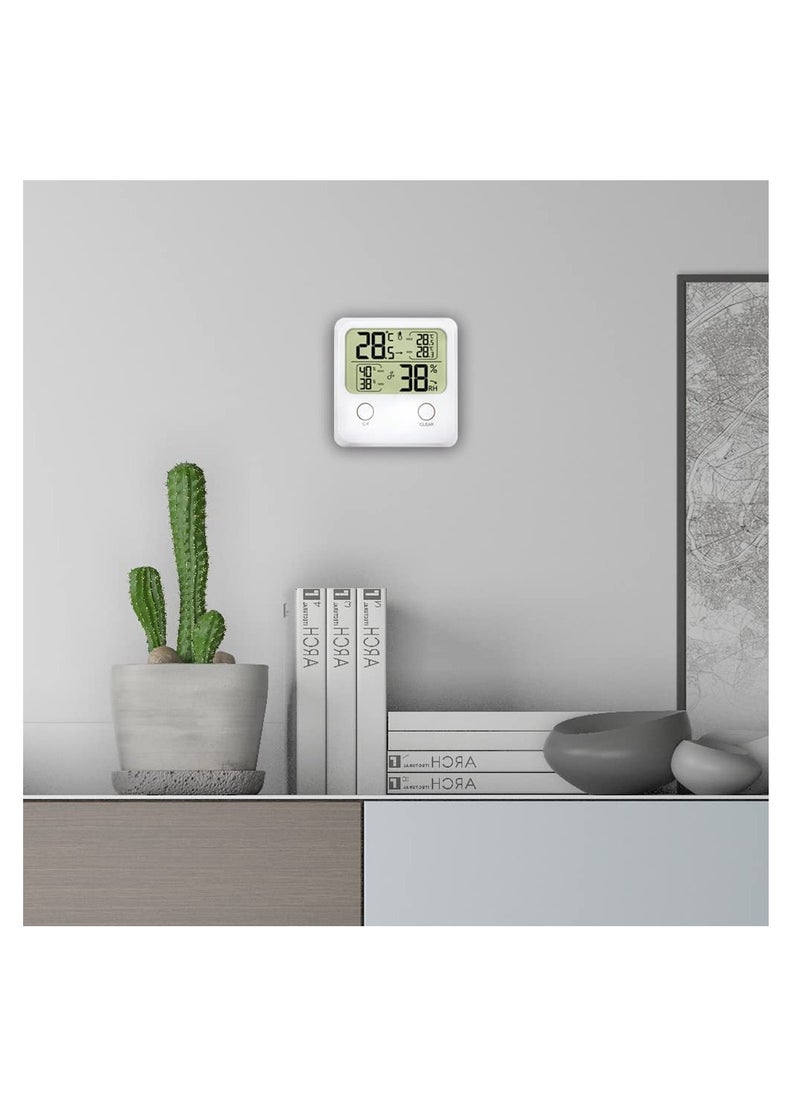 Digital Hygrometer Indoor Thermometer Room and Humidity Gauge with Temperature Monitor Max Min Records Ideal for Office Greenhouse Thermometer, Air Comfort Indicator, Accurate Home