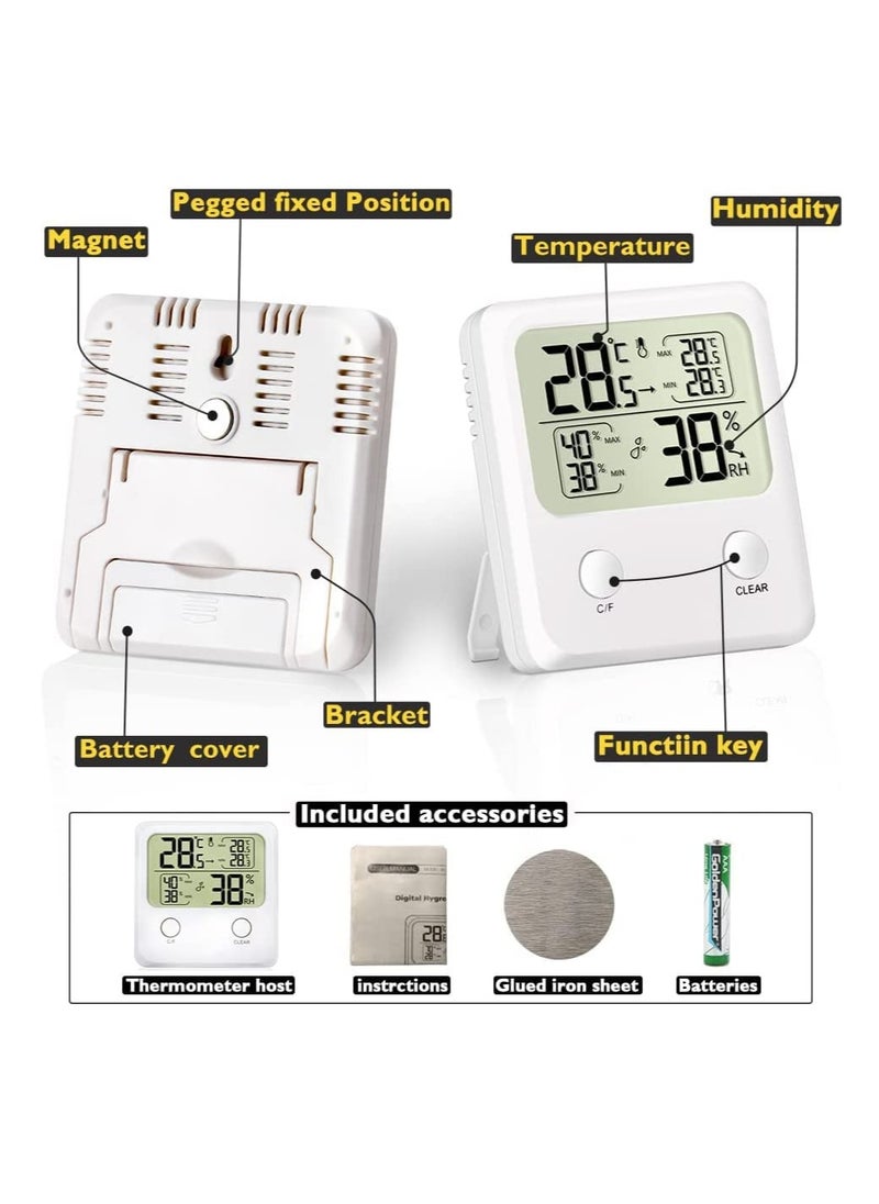 Digital Hygrometer Indoor Thermometer Room and Humidity Gauge with Temperature Monitor Max Min Records Ideal for Office Greenhouse Thermometer, Air Comfort Indicator, Accurate Home