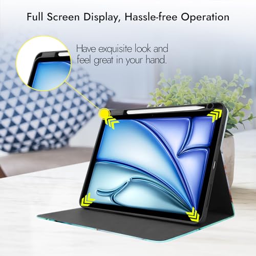 Robustrion Case Cover for iPad Air 11 inch M4 / M3 / M2 (2024/2025) / iPad Air 5th Generation Cover / 4th Gen 10.9" with [Pencil Holder Right Side] [Auto Sleep Wake] Folio Cover Case - Marble Green - Image 5
