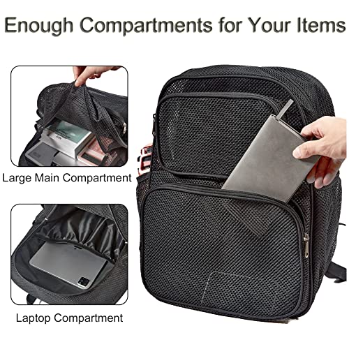 COVAX Large Mesh Backpack, Semi-transparent College Backpack, See Through Mesh Bookbag with Bungee and Comfort Padded Straps for Travel, Swimming, Beach, Outdoor Sports - Image 5
