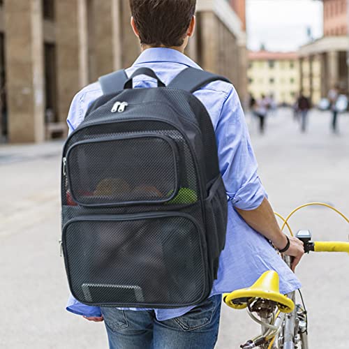 COVAX Large Mesh Backpack, Semi-transparent College Backpack, See Through Mesh Bookbag with Bungee and Comfort Padded Straps for Travel, Swimming, Beach, Outdoor Sports - Image 3