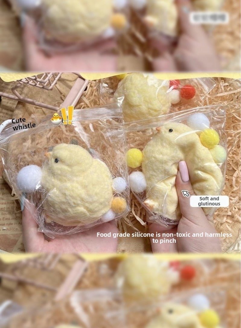 Haidue 3Pcs Handmade Ultra-Soft Chick Squeeze Toy - Squishy Rubber Chicken Stress Relief  Perfect for Desk Decoration & Relaxation  Ideal For Students  Office Workers  And Home Decor - Image 4