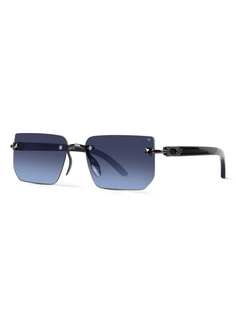 Woggles UV- Protected Blue Rimless Rectangle Sunglasses  - Image 5