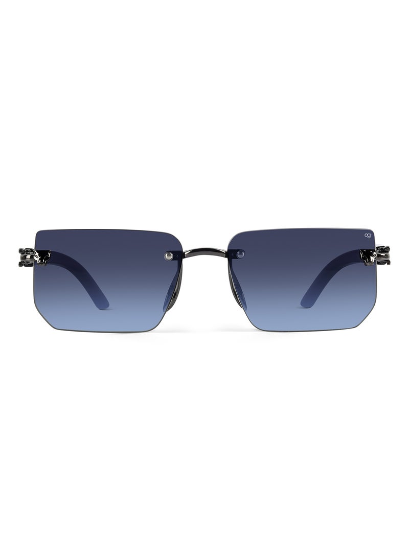 Woggles UV- Protected Blue Rimless Rectangle Sunglasses  - Image 4