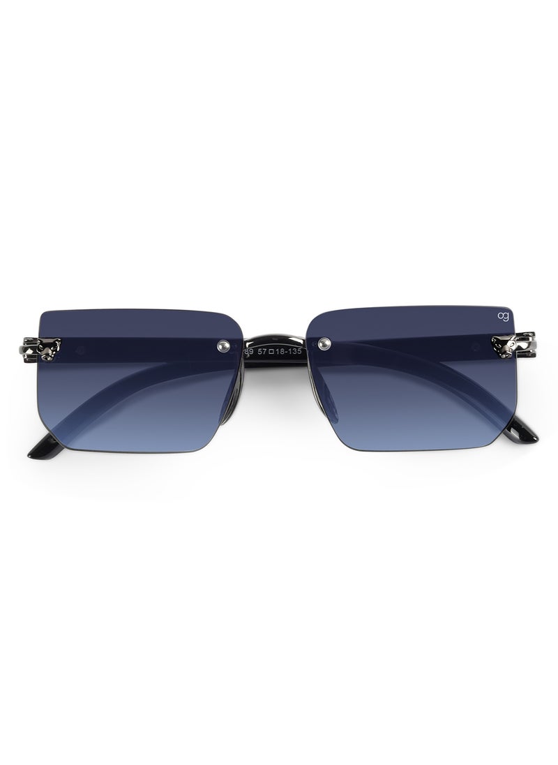Woggles UV- Protected Blue Rimless Rectangle Sunglasses  - Image 3
