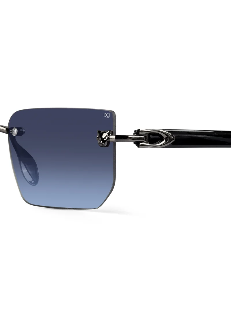 Woggles Fred Blue Rimless Rectangle Sunglasses