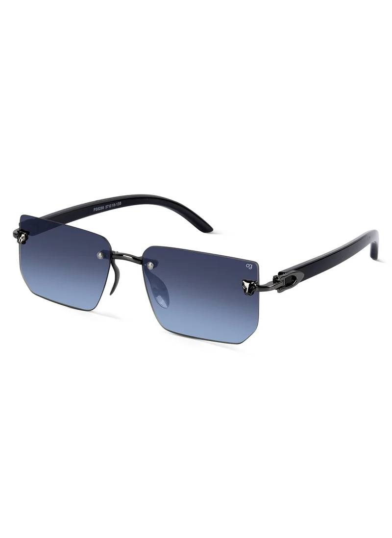 Woggles Fred Blue Rimless Rectangle Sunglasses