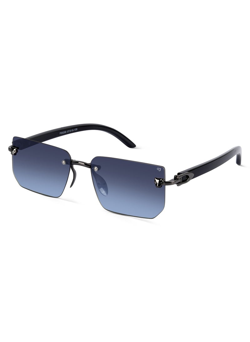 Woggles UV- Protected Blue Rimless Rectangle Sunglasses  - Image 1