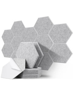 GGEROU 12 Pcs Hexagon Acoustic Panels,Self-adhesive High Density Sound Absorbing Panels, 12" X 10" X 0.4" Professional Level Sound Dampening Panels for Studio Home, Office (Grey)  - Image 1