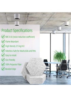 GGEROU 12 Pcs Hexagon Acoustic Panels,Self-adhesive High Density Sound Absorbing Panels, 12" X 10" X 0.4" Professional Level Sound Dampening Panels for Studio Home, Office (Grey)  - Image 4