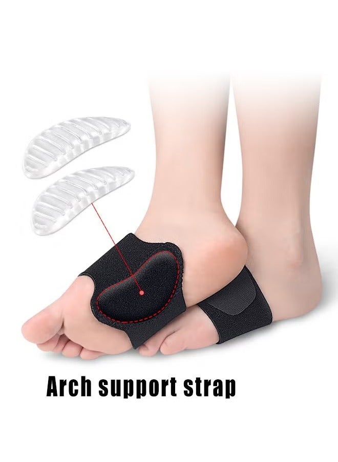 يالونج وسادات قوس القدم للرجال والنساء، دعامة قوس عالية، امتصاص الصدمات، نصف وسادة للقدم المسطحة، وسادات تقويم العظام الداخلية والخارجية المكونة من ثماني أحرف، قطعتين - Image 1