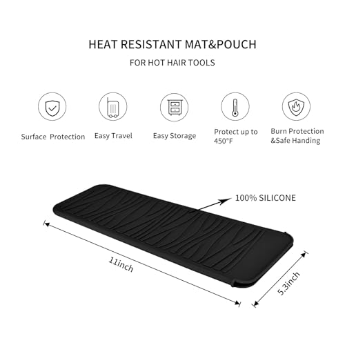EIOKIT 2 Pack Silicone Heat Resistant Travel Mat Pouch for Straighteners, Curling Wands, Flat Irons, and Hot Hair Styling Tools - Image 2
