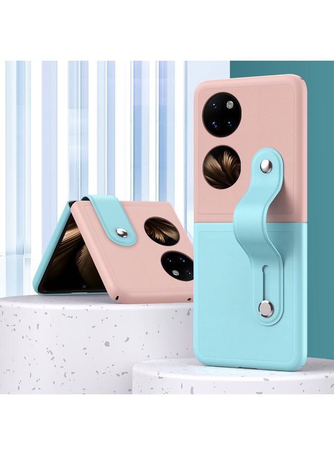 S-TOP Case For Huawei P50 Pocket Skin Contrast Wristband Holder Folding Phone Case - Image 3