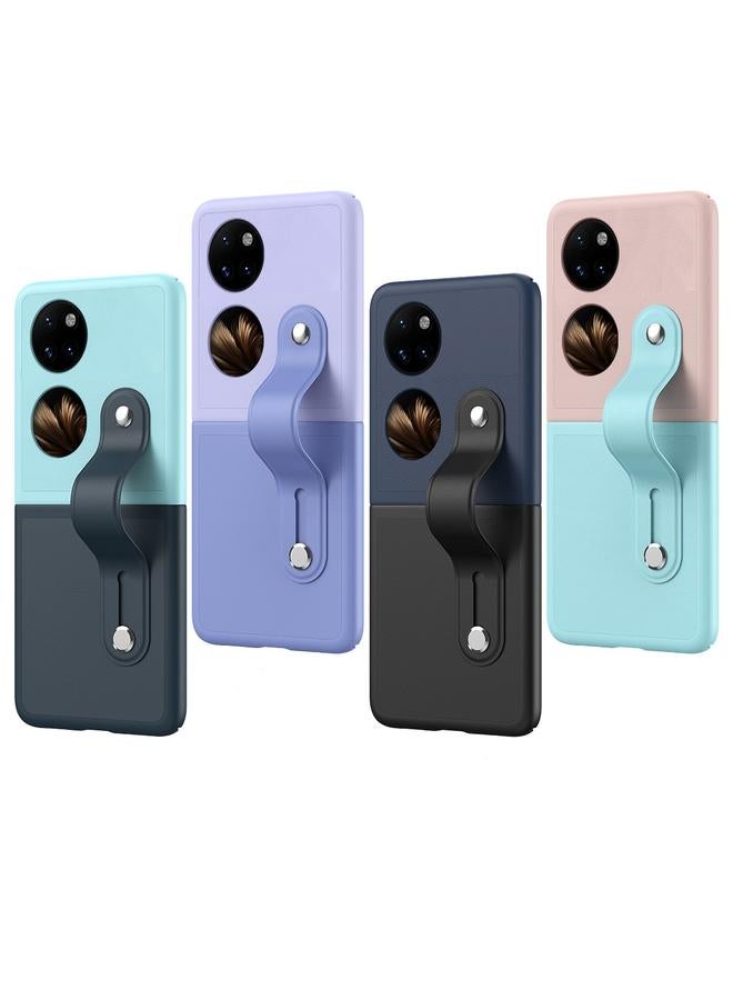 S-TOP Case For Huawei P50 Pocket Skin Contrast Wristband Holder Folding Phone Case - Image 2