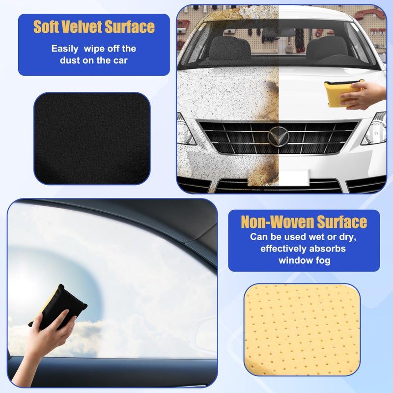 Anglekai 2PCS Window Defogger Sponge, Absorbent Window Glass Defogger Car Windshield Cleaner for Auto Cleaning (Yellow+Black) - Image 4