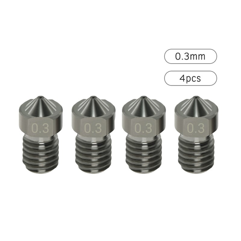 4pcs Hardened Steel Nozzles V6 Nozzles 0.3mm for 1.75mm Filament for 3D Printer Parts - Image 2