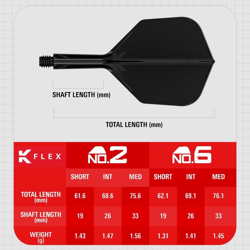 Target Darts أقلام السهام المستهدفة K Flex المدمجة مع الأجنحة والعمود، رقم 6 أسود (قصير) | عبوة من 3 K-Flex - رقم 6، Kflex جميعها في واحدة مصبوبة من الأجنحة والعمود | ملحقات السهام الاحترافية - Image 4