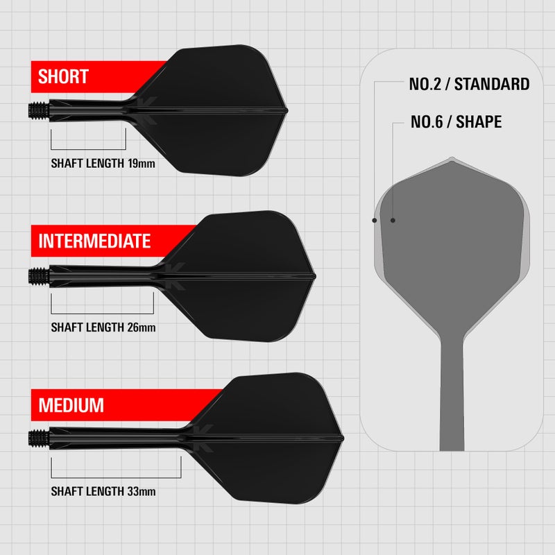 Target Darts أقلام السهام المستهدفة K Flex المدمجة مع الأجنحة والعمود، رقم 6 أسود (قصير) | عبوة من 3 K-Flex - رقم 6، Kflex جميعها في واحدة مصبوبة من الأجنحة والعمود | ملحقات السهام الاحترافية - Image 3