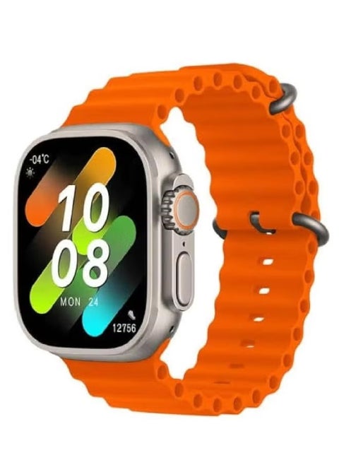 ساعه ذكيه X9 ULTRA 2 الاصدار التاسع شاشه 2.2 بوصه سوبر اموليد - بلوتوث - NFC - جوجل ماب - شات GPT - شاحن لاسلكى _ برتقالى