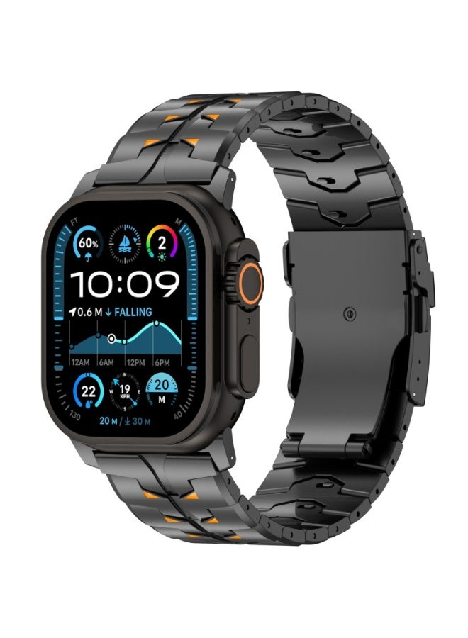O Ozone Stainless Steel Band for Apple Watch Band Apple Watch Ultra 49mm 46mm 45mm 44mm 42mm, Metal Strap with Folding Clasp for Men- Black - Image 1