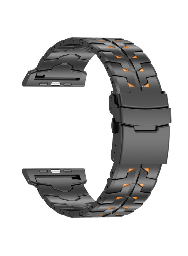 O Ozone Stainless Steel Band for Apple Watch Band Apple Watch Ultra 49mm 46mm 45mm 44mm 42mm, Metal Strap with Folding Clasp for Men- Black - Image 2