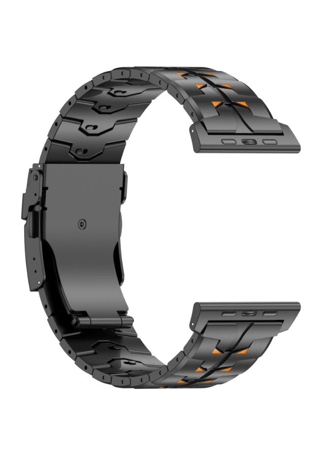 O Ozone Stainless Steel Band for Apple Watch Band Apple Watch Ultra 49mm 46mm 45mm 44mm 42mm, Metal Strap with Folding Clasp for Men- Black - Image 4