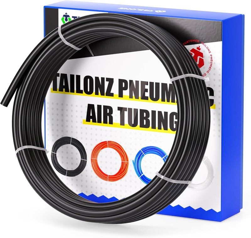 TAILONZ PNEUMATIC 1/2 Inch OD Black Pneumatic Nylon Tube - 32.8ft Air Brake Tubing - Image 1