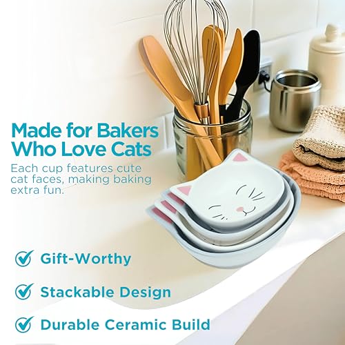 Goodscious Cat Measuring Cups Set - Novelty Cat Kitchen Accessories & Baking Gifts - Unique Measuring Cups for Stackable & Cute Baking Supplies - Durable, Fun and Decorative Kitty Cup for Cooking (Set of 4) - Image 5