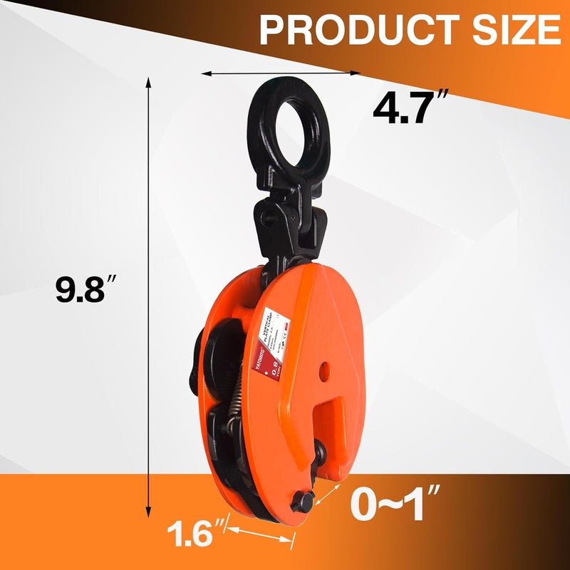 YATOINTO TOYO-INTL Vertical Plate Clamp 1760LBS/0.8T for Steel Plate Lifting - Image 5
