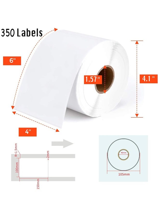 2 Rolls Labels Stickers，Direct Thermal Shipping Label Compatible with Zebra Printers, Blank Shipping Labels，for Home Office Small Business Barcode Printing,100mm*150mm*350Pcs/Roll