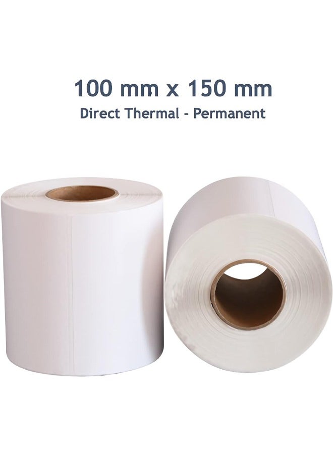 2 Rolls Labels Stickers，Direct Thermal Shipping Label Compatible with Zebra Printers, Blank Shipping Labels，for Home Office Small Business Barcode Printing,100mm*150mm*350Pcs/Roll