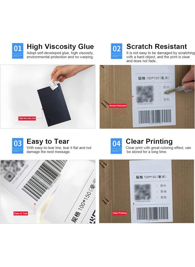 2 Rolls Labels Stickers，Direct Thermal Shipping Label Compatible with Zebra Printers, Blank Shipping Labels，for Home Office Small Business Barcode Printing,100mm*150mm*350Pcs/Roll
